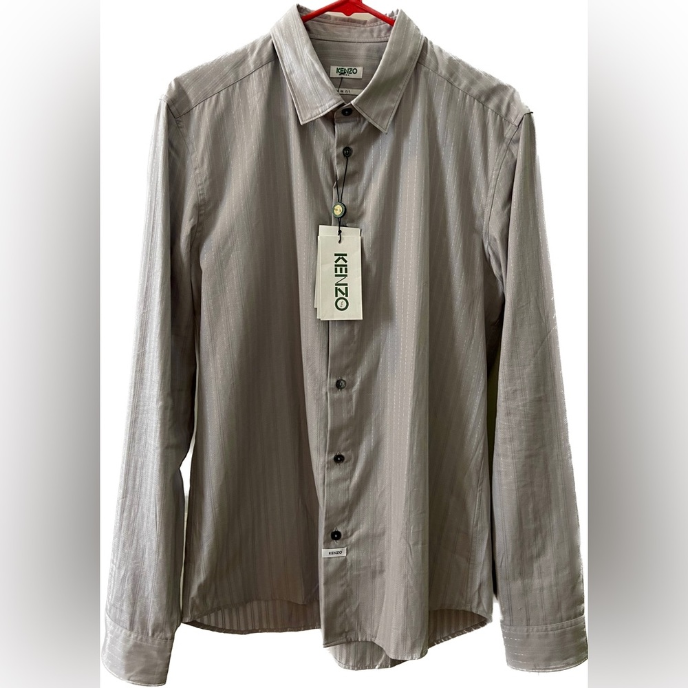 Kenzo Pearl Grey Festive Pinstripe Slim fit (2015) Size 41/16 *NEW* *TAGS*